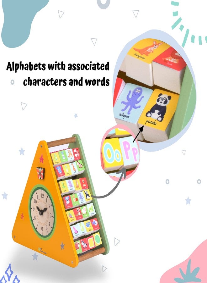 The Funny Mind 7-in-1 Wooden Activity Triangle for Kids & Toddlers | Educational Learning Toy with Abacus, Gears, Clock, Weather & Alphabets | Montessori-Inspired Activity Toy - Image 4